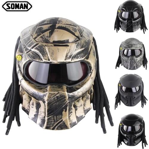Newest Release Carbon fiber predator Helmet Motorcycle Helmets with Laser Light Capacete De Motocicleta SOMAN SM957 Seriers