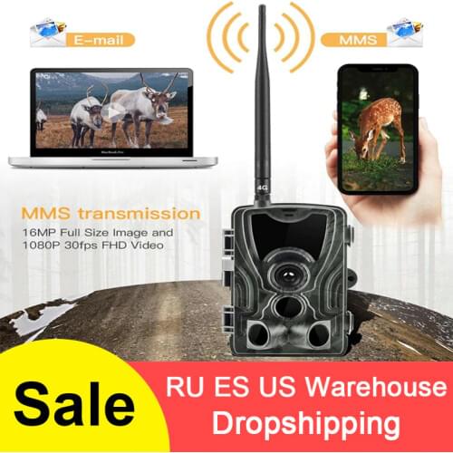 16MP 64GB Hunting Camera 4G Trail Camera IP65 Photo Traps 0.3s Wild Camera With 5000Mah Lithium Battery HC-801LTE