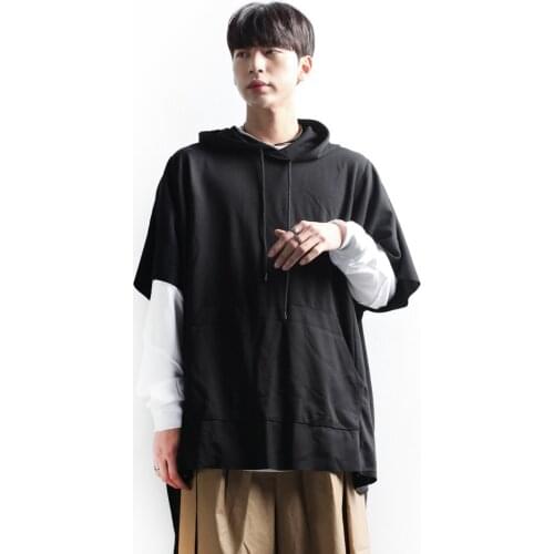 Hong Kong Style coat mens hooded New Youth loose fitting mens two-piece top