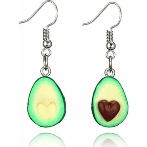 Simple Fashion Cute Fruit Oval Heart Avocado Dangle Earrings Women Fashion Earrings Jewelry Gift