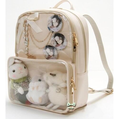 Clear Transparent Women Backpacks Harajuku Jelly Candy Color Student Schoolbags Book Bag for Teenager Girls PU