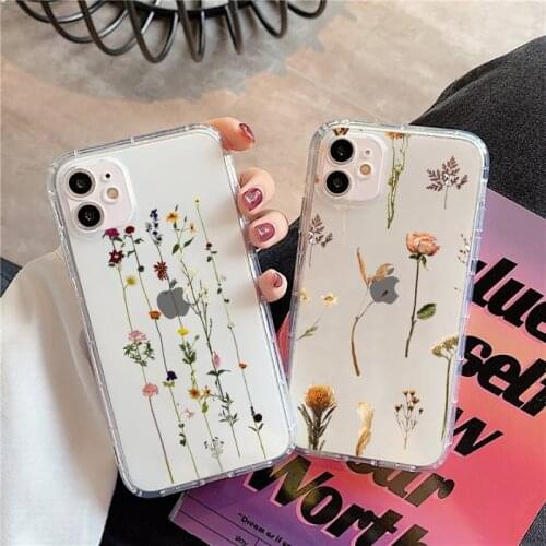 Dried flowers Phone Case Transparent for iPhone 11 12 mini pro XS MAX 8 7 6 6S Plus X 5S SE 2020 XR