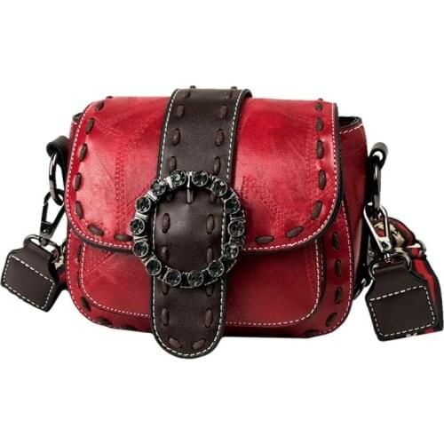 2021 New Luxury Designer Red Bags for Women Handmade Small Saddle Shoulder Bags Fashion Crystal Crossbody Messenger Bag Purses