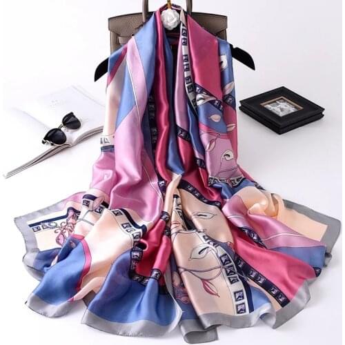 China New style Four seasons women pretty flower Ultrathin silk scarves lady print luxury gift shawl beach muffler wraps hijab