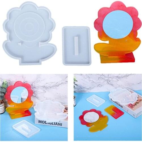 Flower Mirror Resin Casting Silicone Molds Handmade Making Photo Frame Makeup Mirror Mould DIY Crafts