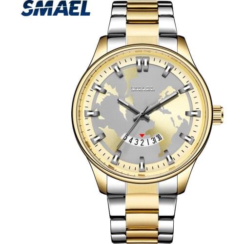 SMAEL Quartz Watch Men 2021 Top Brand Luxury Gold Stainless Steel Strap Business Wristwatch Male Casual Dress Watch 9211