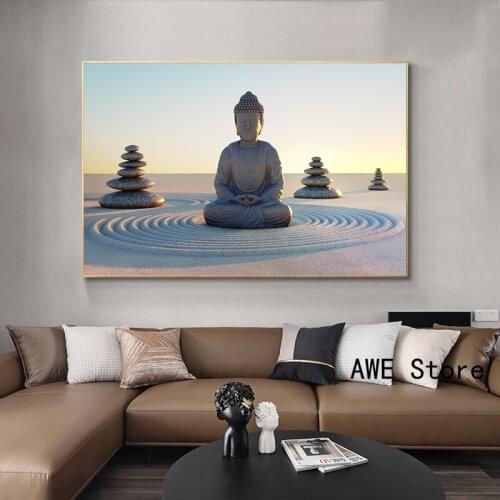 Modern Religious Art Buddha Statue Canvas Painting Posters Buddhism Wall Art Pictures for Living Room Decoration