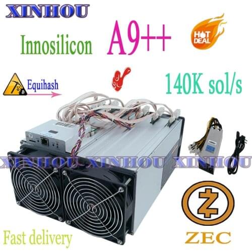 Old Innosilicon Equihash A9++ ZMaster 140K Asic miner With PSU Zcash BTG Mining better than A9 antminer Z11 Z11j Z11e Z9 z9 mini
