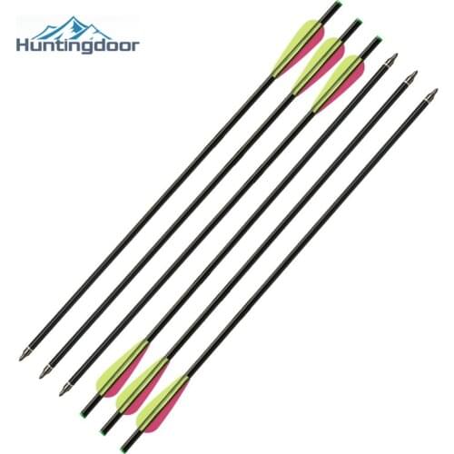 6PCS Fiberglass Crossbow Arrow 20inch FRP Arrow ID6mm OD8mm For Recurve/Compound Bow Hunting Shoting Replaceable Arrowhead