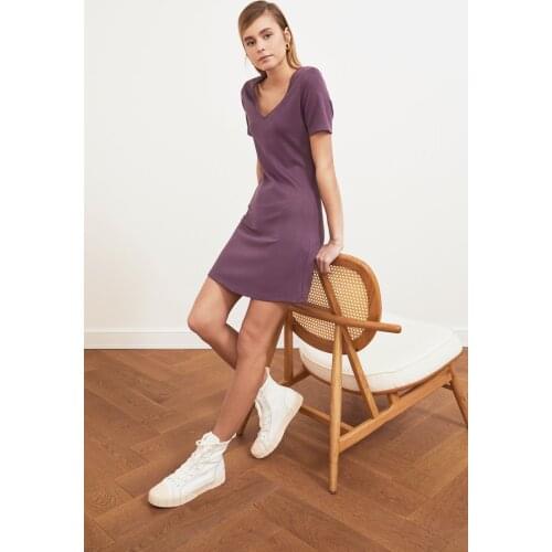 Trendyol V Collar Knitted Dress TWOSS20EL0745