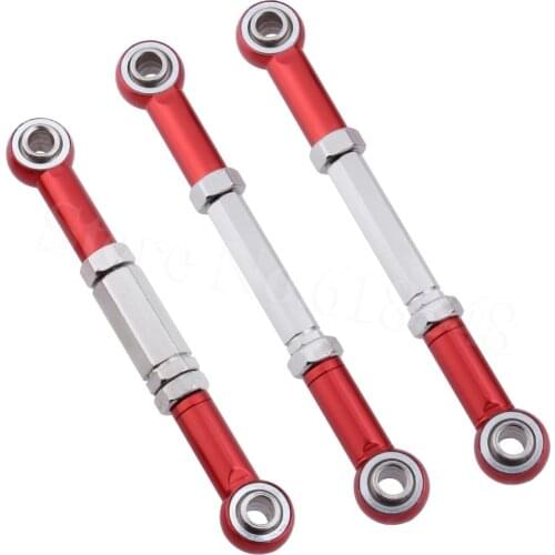 3pcs Front Steering Linkage Rod (Al.) For FS Racing 1/10 Monster Truck 53633 51806 FS538 10YW, Desert Buggy 53625 FS539 10YW