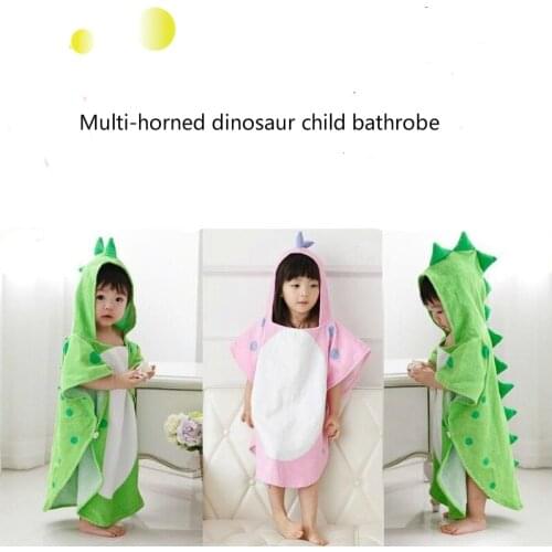 Healthy Soft Infant Baby Hooded Bathrobe Cartoon Dinosaur Poncho Hooded Children Bath Kid Beach Towel Bathrobe Breathable Pajama