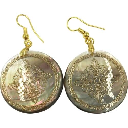 Free Shipping Women Fashion Jewelry Mother of pearl Shell Flower beads Earring 1Pair C8365