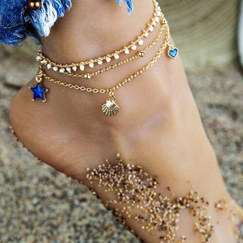 Boho Shell Starfish Ankle Bracelet Female Fashion Jewelry Accessories 3 Pieces Anklets for Women 2020 Jewelry Leg Bracelet
