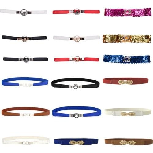 Women Lady Metallic Retro Flower Elastic Stretchy Dress Narrow Waist Belts Wedding Party Women Dress Strap Waistbands