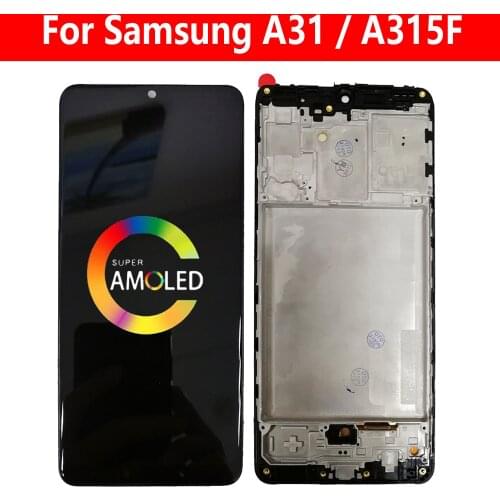 Super AMOLED For Samsung Galaxy A31 2020 LCD A315F Display With Frame A315 SM-A315F/DS A315G LCD Touch Screen Digitizer Assembly