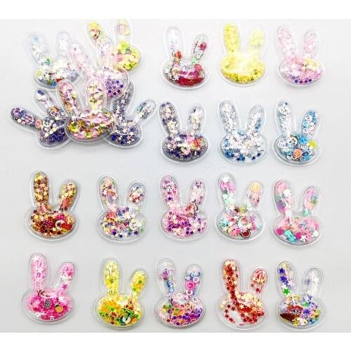 10pcs Cute Transparent Rabbit Head Sequin Shaker Starfish Pattern Quicksand Shaker For Kids Garments Bag Hair Pin Decoration