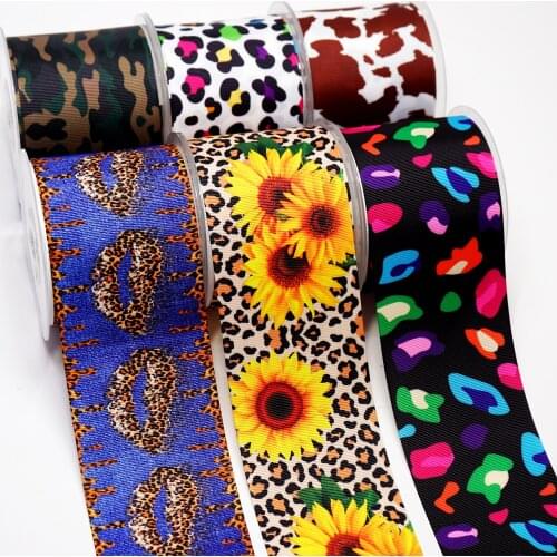10 Yards Leopard Printed Grosgrain Ribbon For Hair Bows DIY Crafts Handmade Accessories 3618