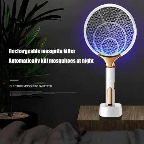 2 in 1 Bug Zappers LED Light 3000V Electric Mosquito Swatter Trap USB Rechargeable Summer Fly Swatter Trap Flies Insect