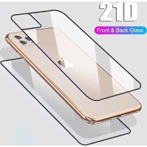 21D Front+Back Rear FullBody Temper Glass Film for iPhone 11 Pro Max Full Cover Shatterproof Temper Glass Screen Protector Guard