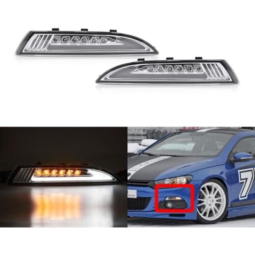 2x Fits For Volkswagen VW Scirocco 2008-2013 2-in-1 White Led DRL Running Position Light Amber Turn Signal Lamps Kit