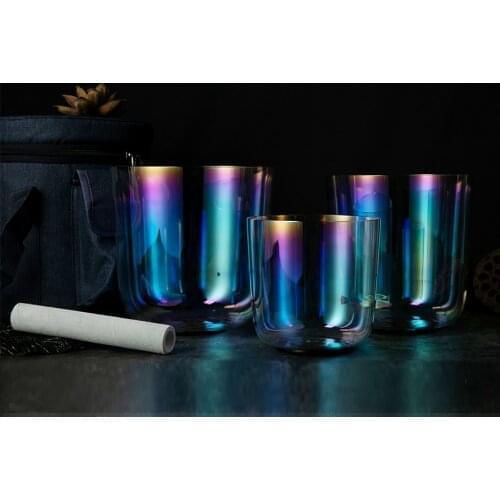 4th octave C/C#/D/D#/E/F/F#/G/G#/A/A#/B note crystal singing bowls with titanium plated colorful