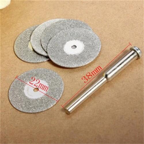 New Useful 5PCS 22mm Emery Diamond Cutting Blades Discs Drill Bit+1 Mandrel for Dremel Home Hardware Tools Supplies Accessories