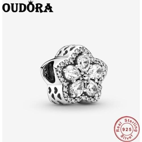 925 Sterling Silver Sparkling Snowflake Pave Charm Beads Original Charms Bracelet Bead Women Fashion Jewelry Berloque