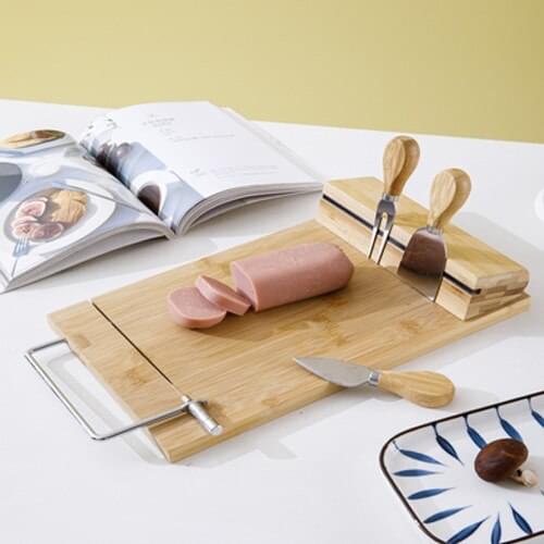 Bamboo Cheese Board Cheese Knife Cheese Slicer Fork Scoop Cut Kitchen Cooking Tools Bamboo Cutting Board Wood Cheeses Boards