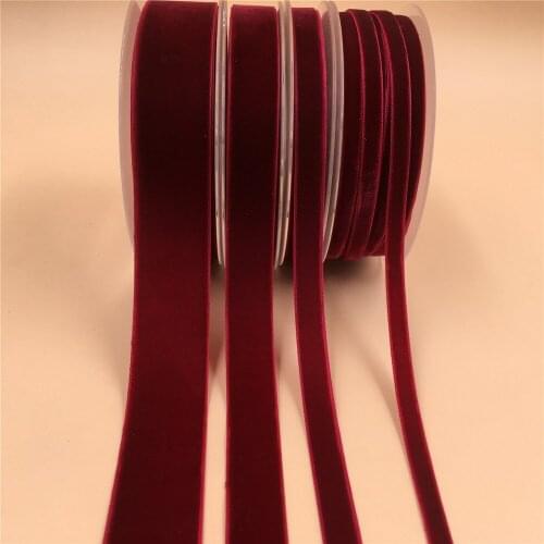 6mm 10mm 15mm Wine Color Single Face Velvet Ribbon For Handmade Gift Bouquet Wrapping Supplies Home Party Decoration Christmas