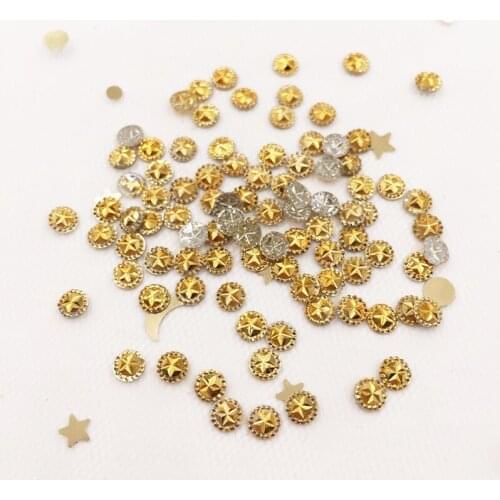 Shiny 500PCS Gold 4mm Round Star Flatback Rhinestone Scrapbook DIY Wedding Appliques Manicure Ornaments SF880
