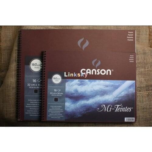 Canson Pastel Mi-teintes Black Sketchbook 160g 16pcs,24 x 32cm,Pencil Drawing Dry Technique Sketchbooks Art Supplies