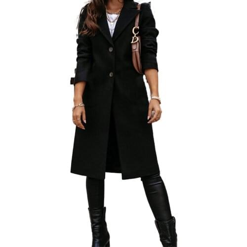 Women Long Sleeve Lapel Coat Fashion Long Sleeve Solid Color Coat for Women Ladies