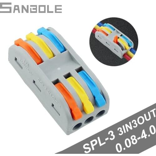 Fast Connection Terminal Block Docking Connector SPL-3-3 Multi-Function Wire Joint Three In Three Out 32A/250V (10PCS)