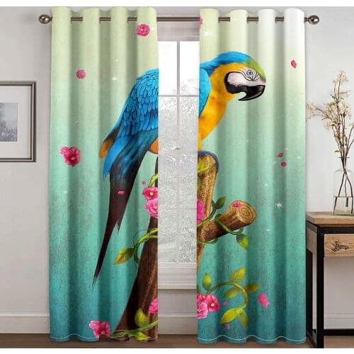 Home Living Room Shade Decoration Curtain Home Textile Decoration Bedroom Curtains Color Parrot Pattern 3D Printing