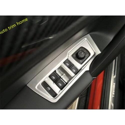 Lapetus Accessories Inner Door Window Lift + Rear Tail Trunk Switch Button Cover Trim Fit For Volkswagen VW Tiguan 2016 - 2021
