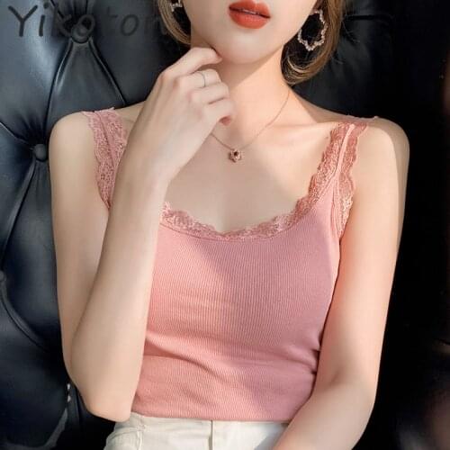 2021 New Summer Women Tshirt Lace Cotton Solid White Sleeveless T-Shirt Casual Tops Fashion Slim Tee Shirt Basic Ladies Clothing