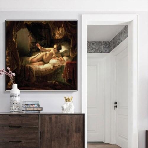 Holover Canvas Oil Painting Rembrandt"Danaë"Chiaroscuro Artwork Aesthetic Poster Wall Art Home Room Interior Decoration