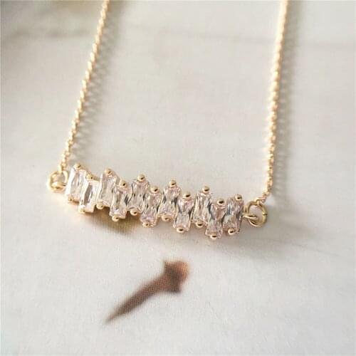 Classic Gold Color Plating Clear CZ Zircon Baguette Paving Bar Charm Bracelet For Women Party Dinner Wedding Decoration Jewelry