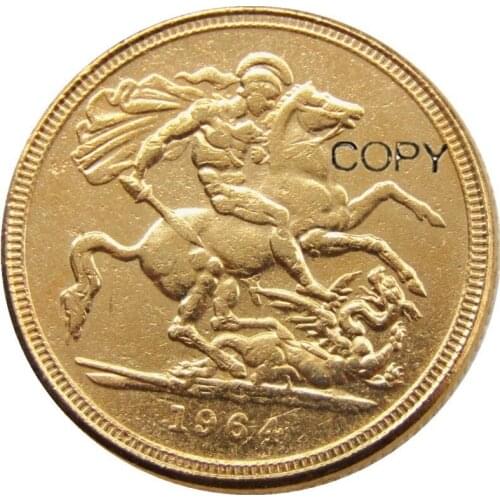 1964 REGINA FD ELIZABETH II DEI GRATIA GOLD PLATED 1 SOVEREIGN COPY COINS