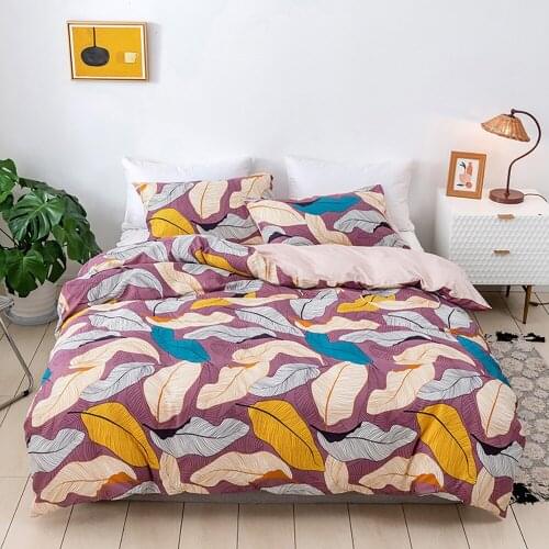 Home Textile Bedding Set Geometric Pattern Flower Plant Quilt Cover and Pillowcase 3piece Duvet Cover Single Double Bed