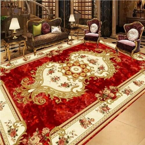 Beibehang red mats Modern bathroom Custom 3D floor mural non-slip waterproof thickened self-adhesive PVC Wallpaper for walls