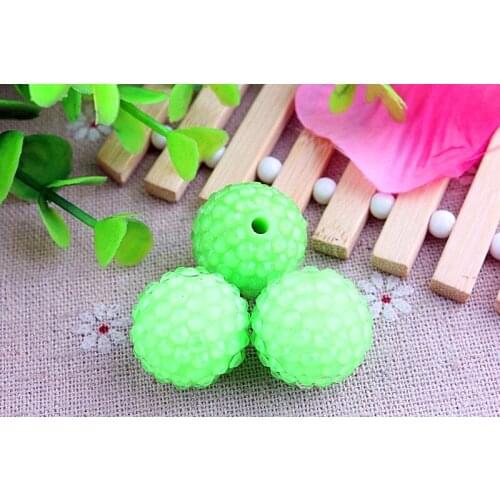 Kwoi vita Neon Lime Clear Resin Rhinestone Ball beads Wholesales AAA Quality 20mm Chunky 100pcs/lotfor Kids Jewelry