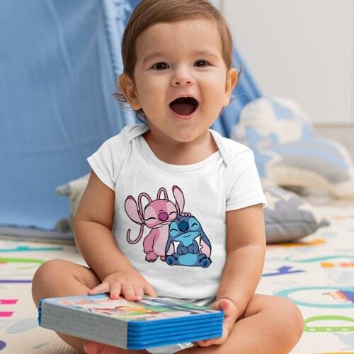 Summer New Products Baby Romper Comfortable Trend Harajuku Angel & Stitch Kawaii Infant Jumpsuit Disney Four Seasons Drop Ship