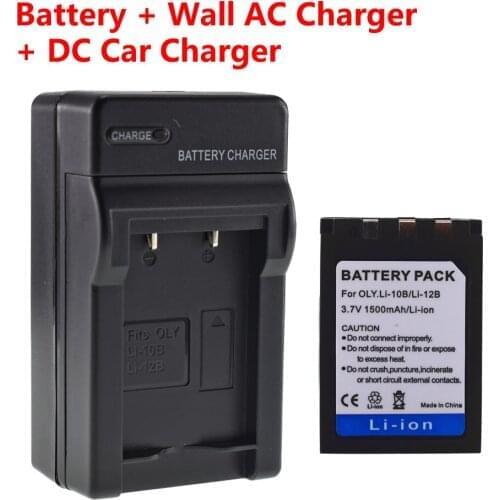 Li-10B Battery for Olympus Li-12C LI-10C Li-12B C-470 C-5000 + Mains&car Charger