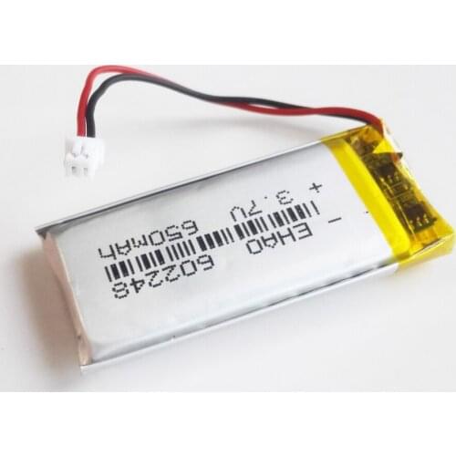 602248 JST 1.25mm 2 pin 3.7V 650mAh Lithium Polymer LiPo Rechargeable Battery For Mp3 Speaker GPS Vedio game