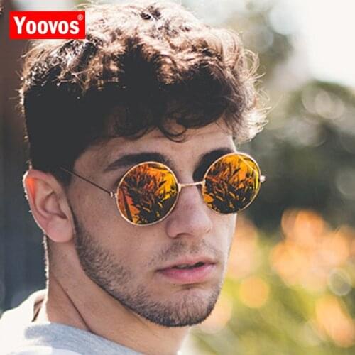 Yoovos 2021 Fashion Round Sunglasses Men Candy Colors Classic Retro Metal Sun Glasses Women UV400 Oculos De Sol Masculino