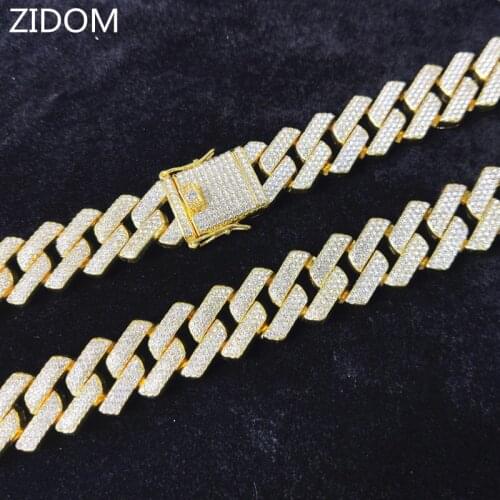 Men Hip Hop Chain Necklace 20mm Width Rhombus Cuban Chains Iced Out Bling Necklace HipHop Fashion Jewelry Gift