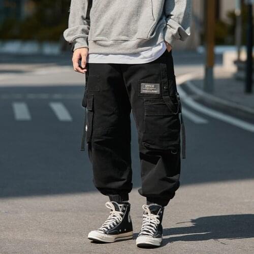 Mens Cargo Pants 2021 Multi Pockets Hip Hop Joggers Japanese Streetwear Baggy Trousers