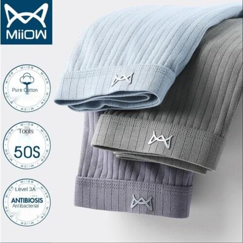 MiiOW Panties Mens Cotton Breathable Antibacterial Flat-angle Pants Youth Sexy Loose Four-corner Big Size Shorts